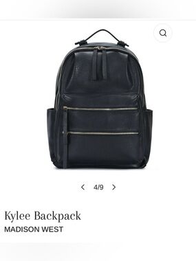 🖤Madison West Kylee Backpack - Black Vegan Leather with Gold Zippers